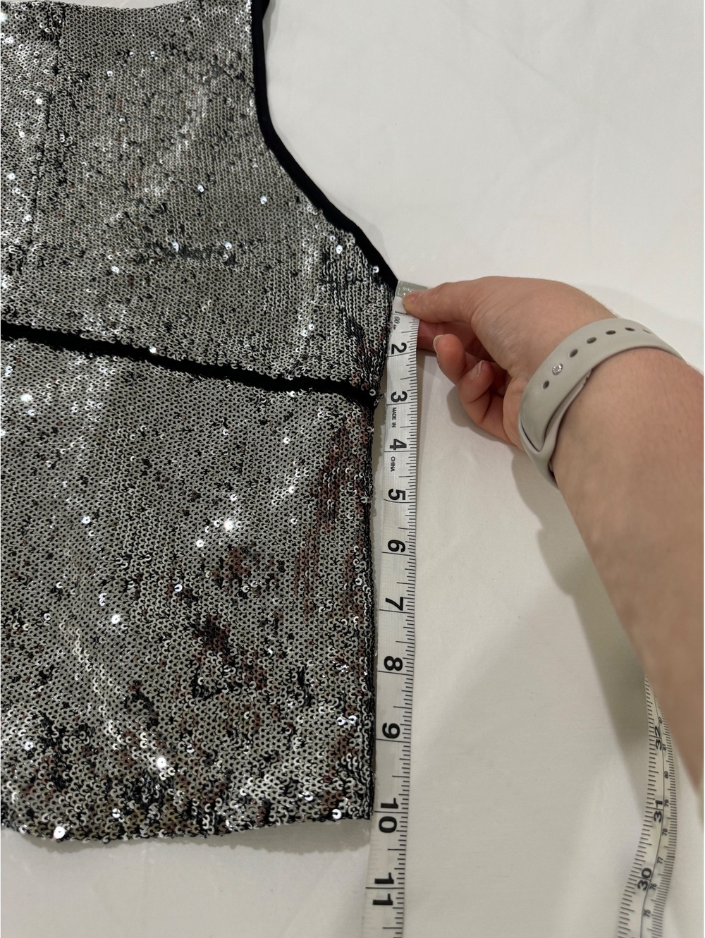 Free People Sequin High Neck Strappy Back Tank Top Silver Black Medium - Picture 8 of 9